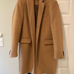 Top man men’s camel hair over coat. Size medium